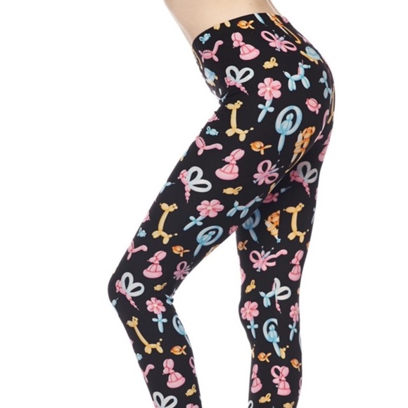 New Mix Black Leggings w Colorful Party Animal Balloons PS PLUS SIZE NWT - Picture 5 of 5
